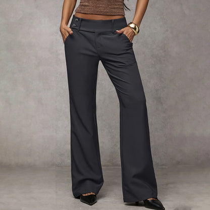 Women’s Wide-Leg Trousers – High-Waisted Tailored Trousers with Side Pockets
