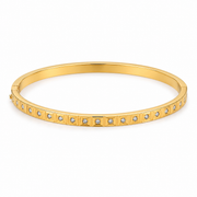 Gold square-diamond stainless steel bracelet on white