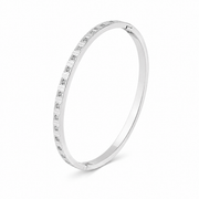 Silver square-diamond stainless steel bracelet on white