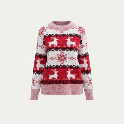 Women’s Reindeer Fair Isle Sweater – Cosy Christmas Knit for Winter Wear
