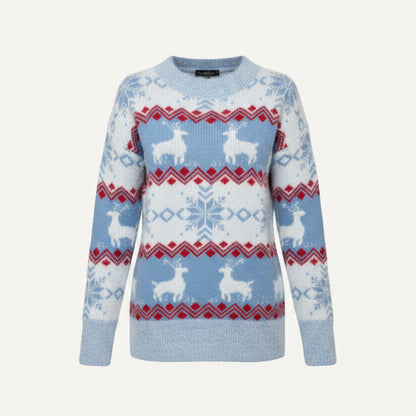Women’s Reindeer Fair Isle Sweater – Cosy Christmas Knit for Winter Wear
