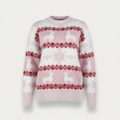 Women’s Reindeer Fair Isle Sweater – Cosy Christmas Knit for Winter Wear