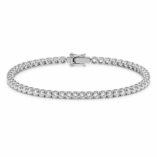 Men’s 3 mm silver crystal tennis bracelet on pure white