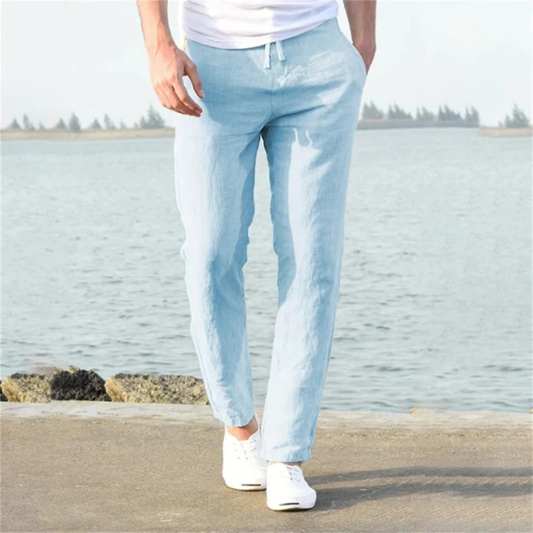 Men’s Lightweight Linen Trousers – Relaxed Summer Pants for Holidays and Everyday Wear