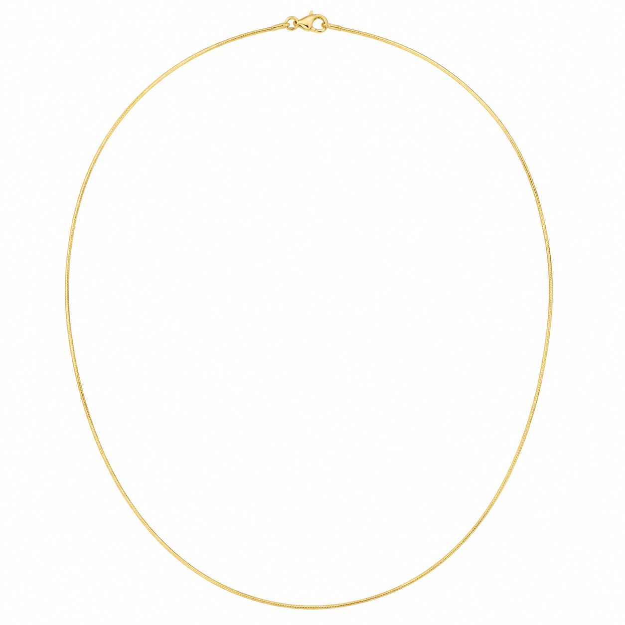 Gold-tone 0.9mm square snake chain on white