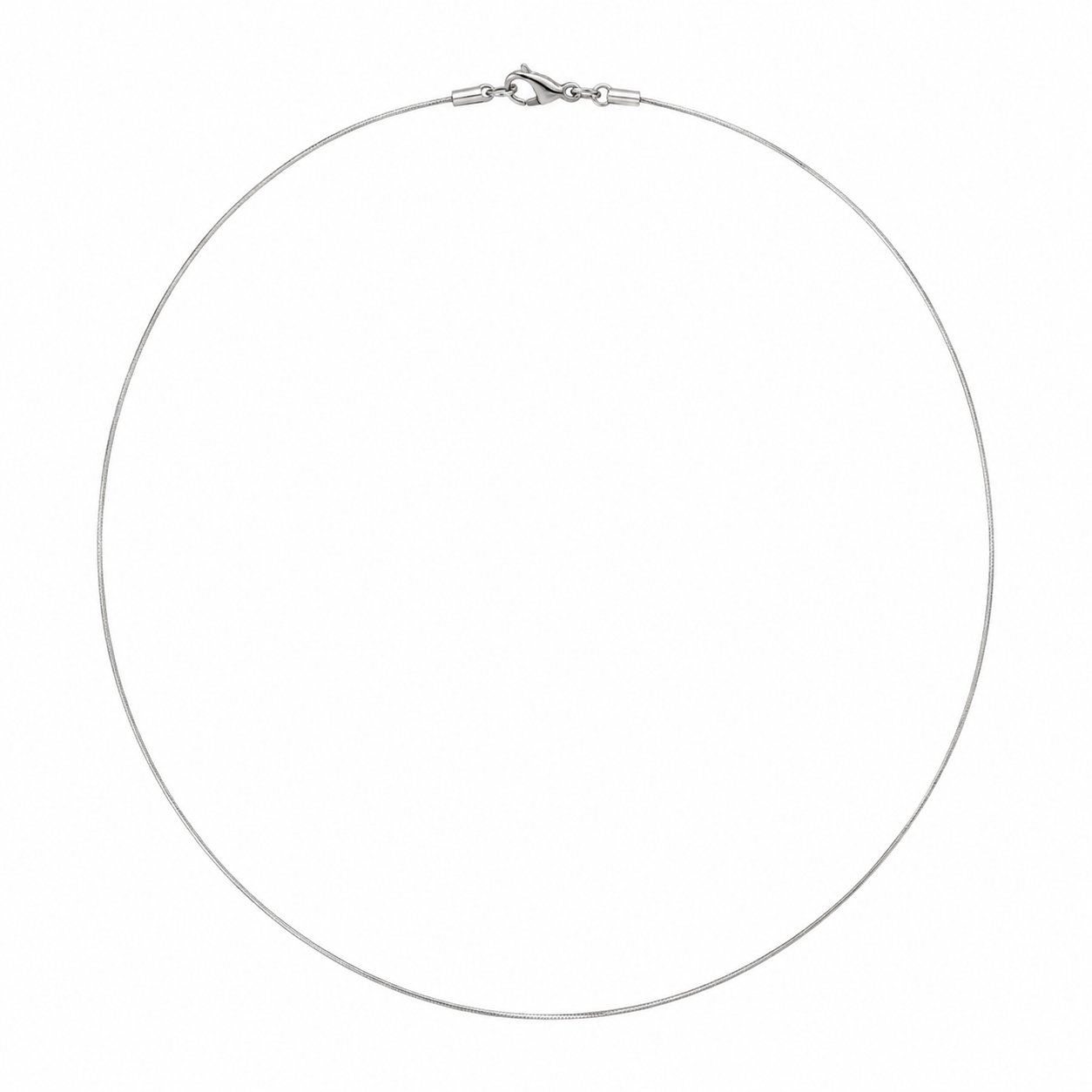 Silver-tone 0.9mm square snake chain on white