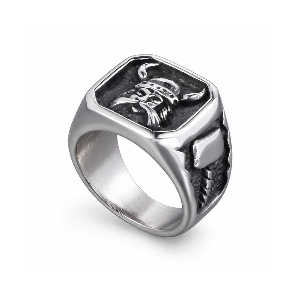 Men's Vintage Viking Alloy Ring on pure white background