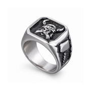 Men's Vintage Viking Alloy Ring on pure white background