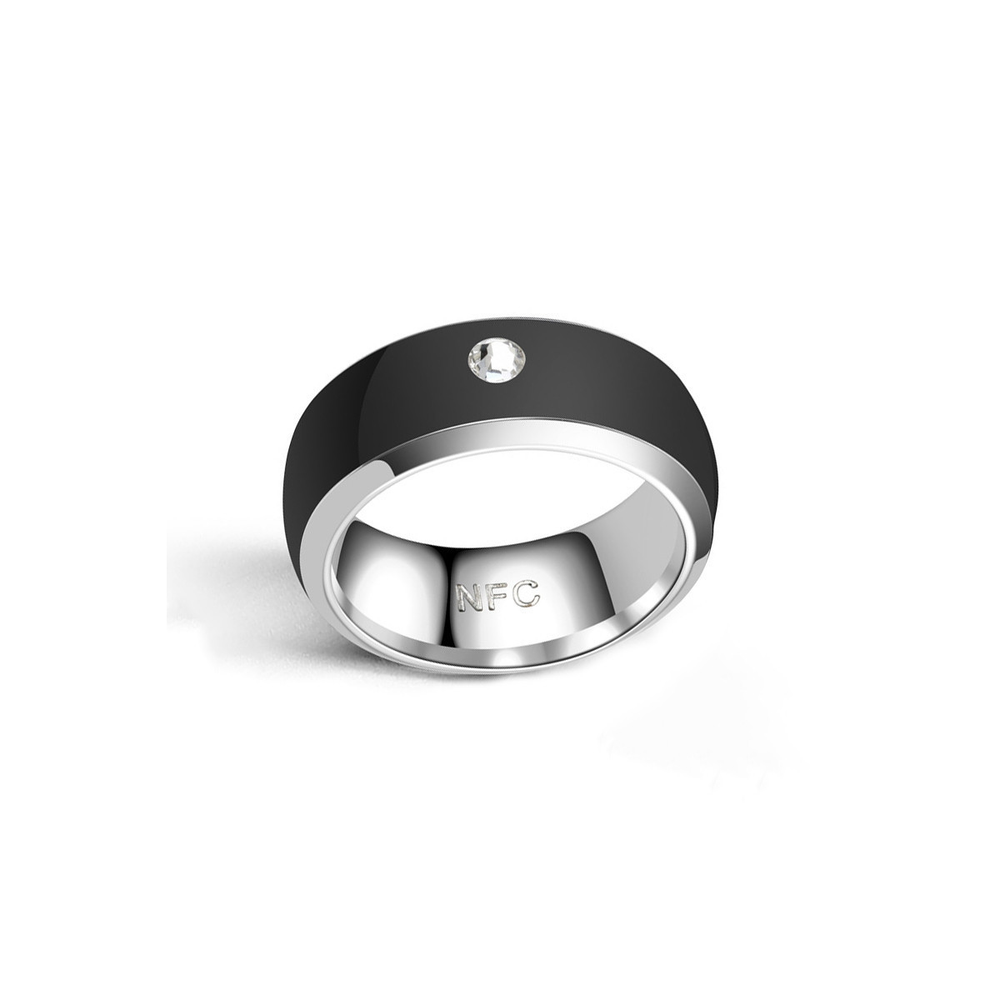 Men's Stainless Steel Smart-Access Ring – Black on pure white background