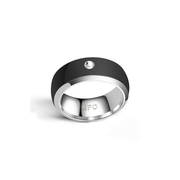 Men's Stainless Steel Smart-Access Ring – Black on pure white background