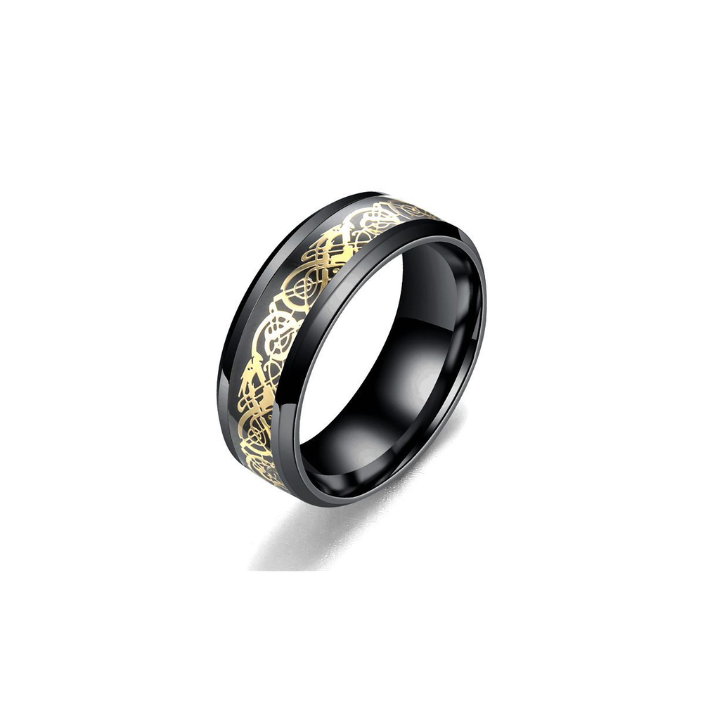 Men's Stainless Steel Dragon Ring on pure white background