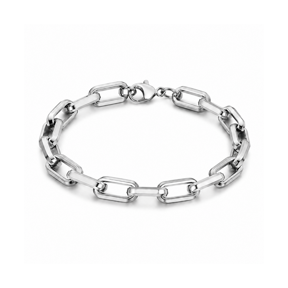 Men's Titanium Steel Geometric Bracelet – Steel on pure white background