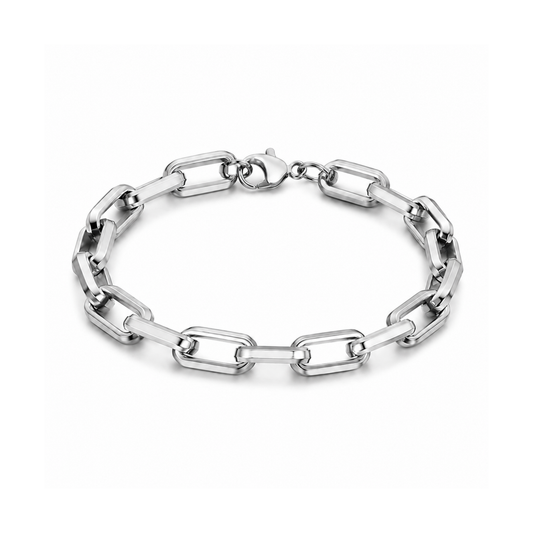 Men's Titanium Steel Geometric Bracelet – Steel on pure white background