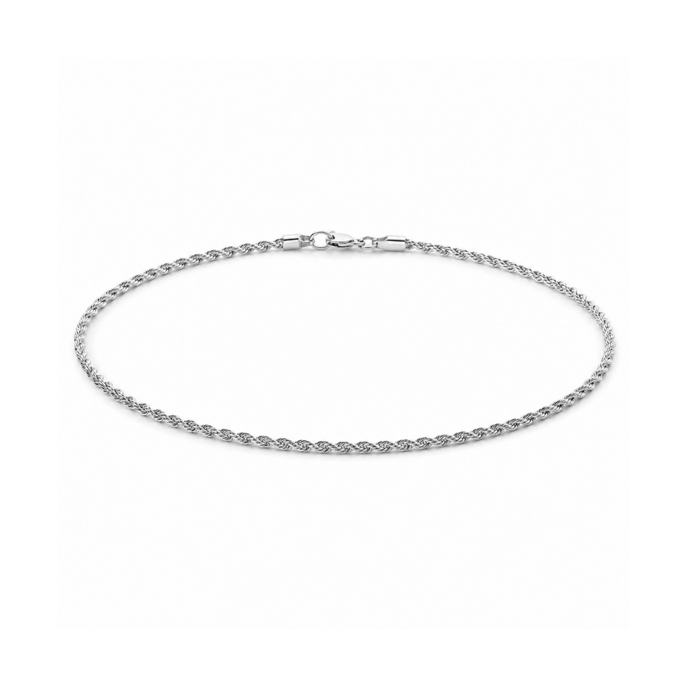 Men's Stainless Steel Twisted-Rope Bracelet – Silver on pure white background