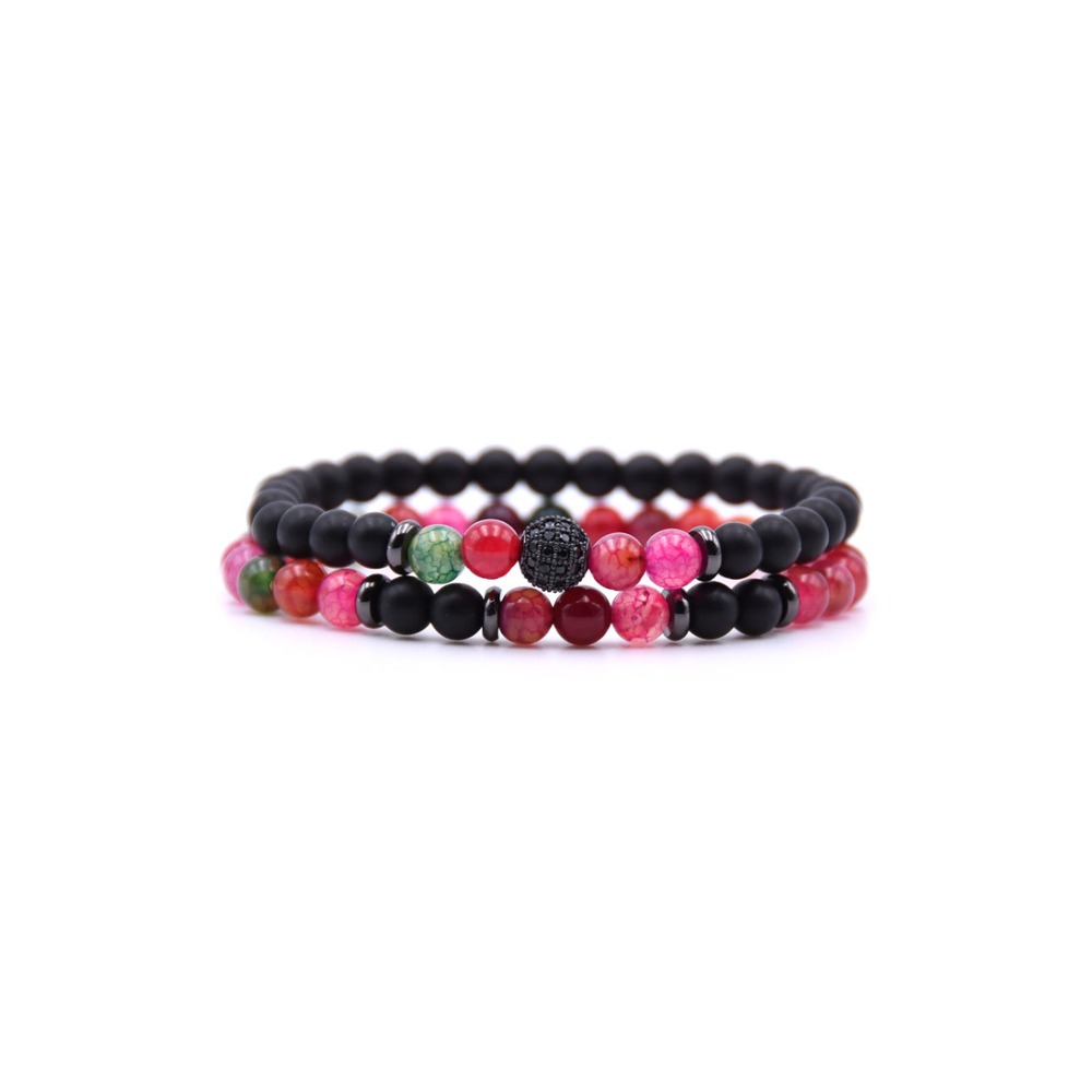 Men's Natural Stone Zircon-Accent Bracelet on pure white background