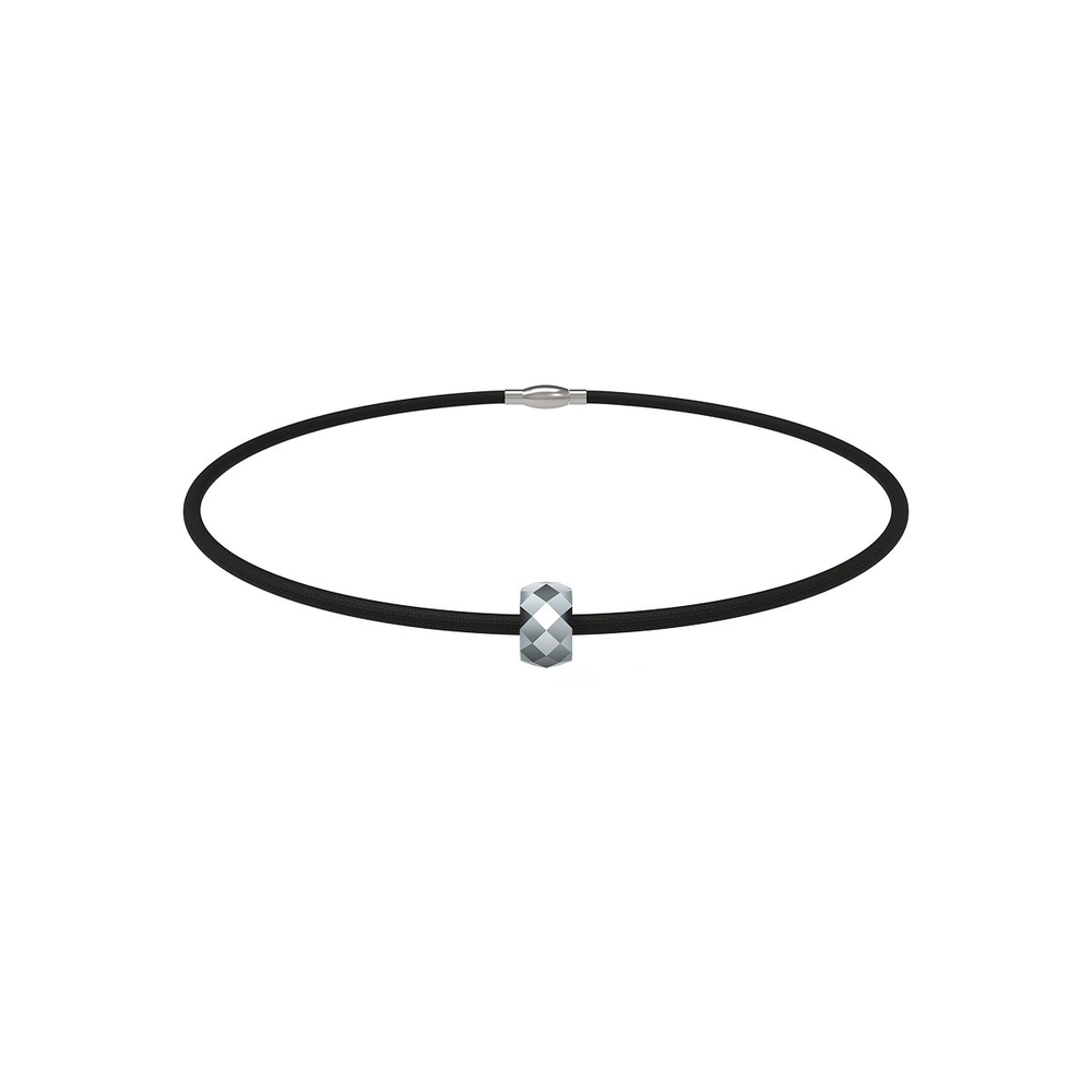 Men's Tungsten Accent Cord Bracelet – Gray on pure white background