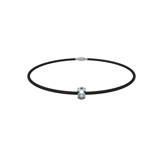 Men's Tungsten Accent Cord Bracelet – Gray on pure white background