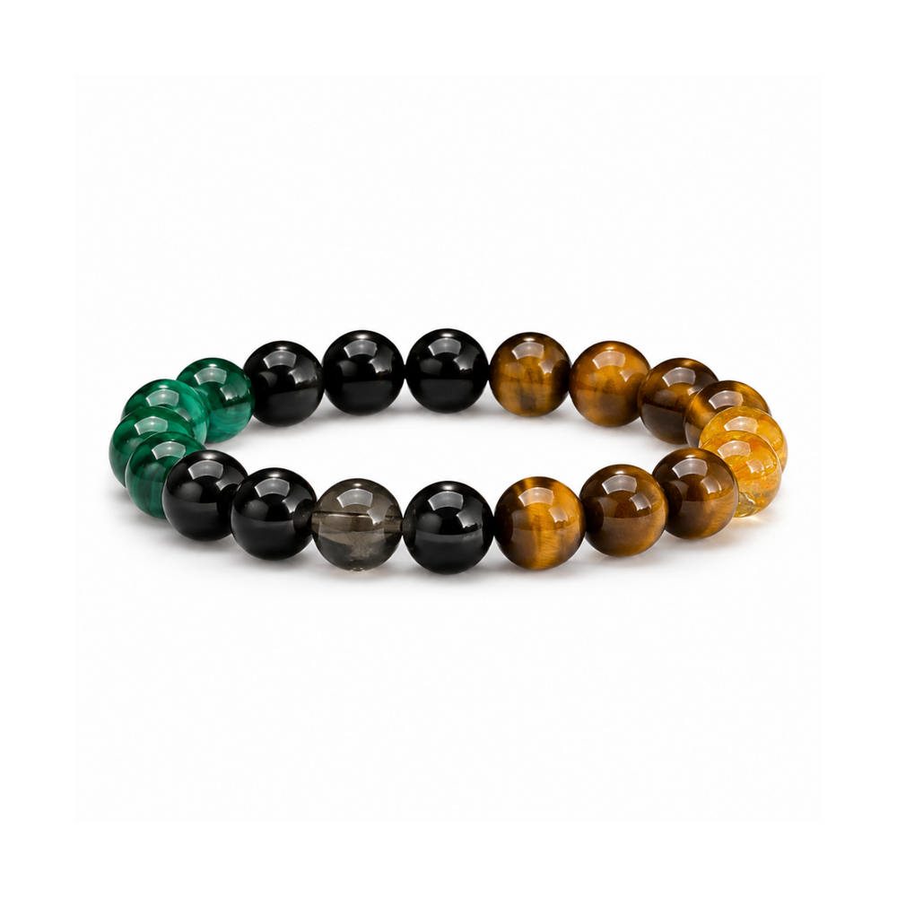 Men's Mixed Crystal Bead Bracelet on pure white background