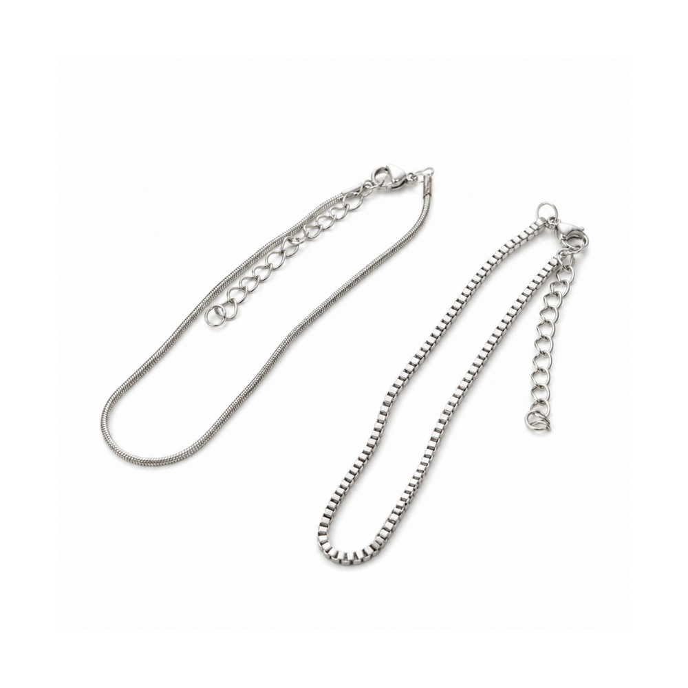 Men's Double-Layer Stainless Steel Bracelet Duo on pure white background