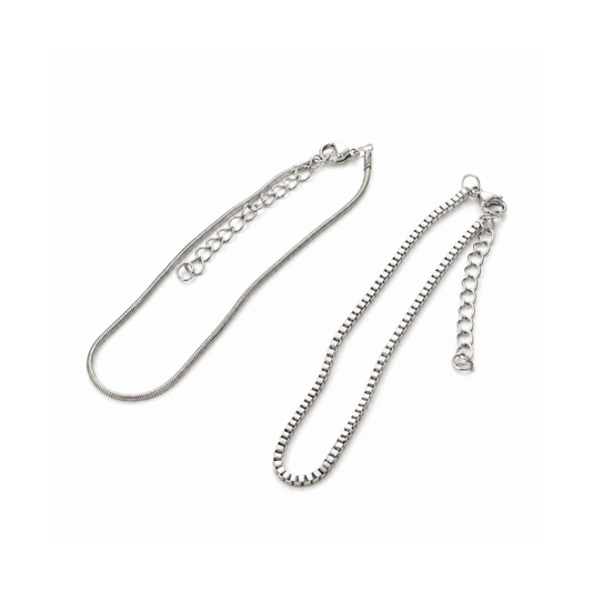 Men's Double-Layer Stainless Steel Bracelet Duo on pure white background