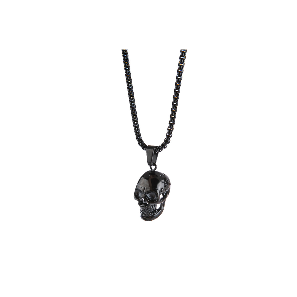 Men's Skull Pendant Necklace – Black on pure white background