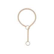 Men's Gunmetal Ring Lariat Stainless Steel Necklace – Gold on pure white background