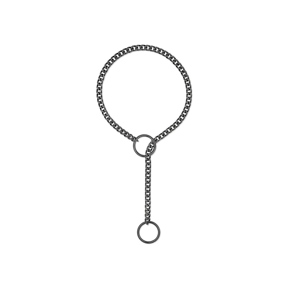 Men's Gunmetal Ring Lariat Stainless Steel Necklace – Gunmetal on pure white background