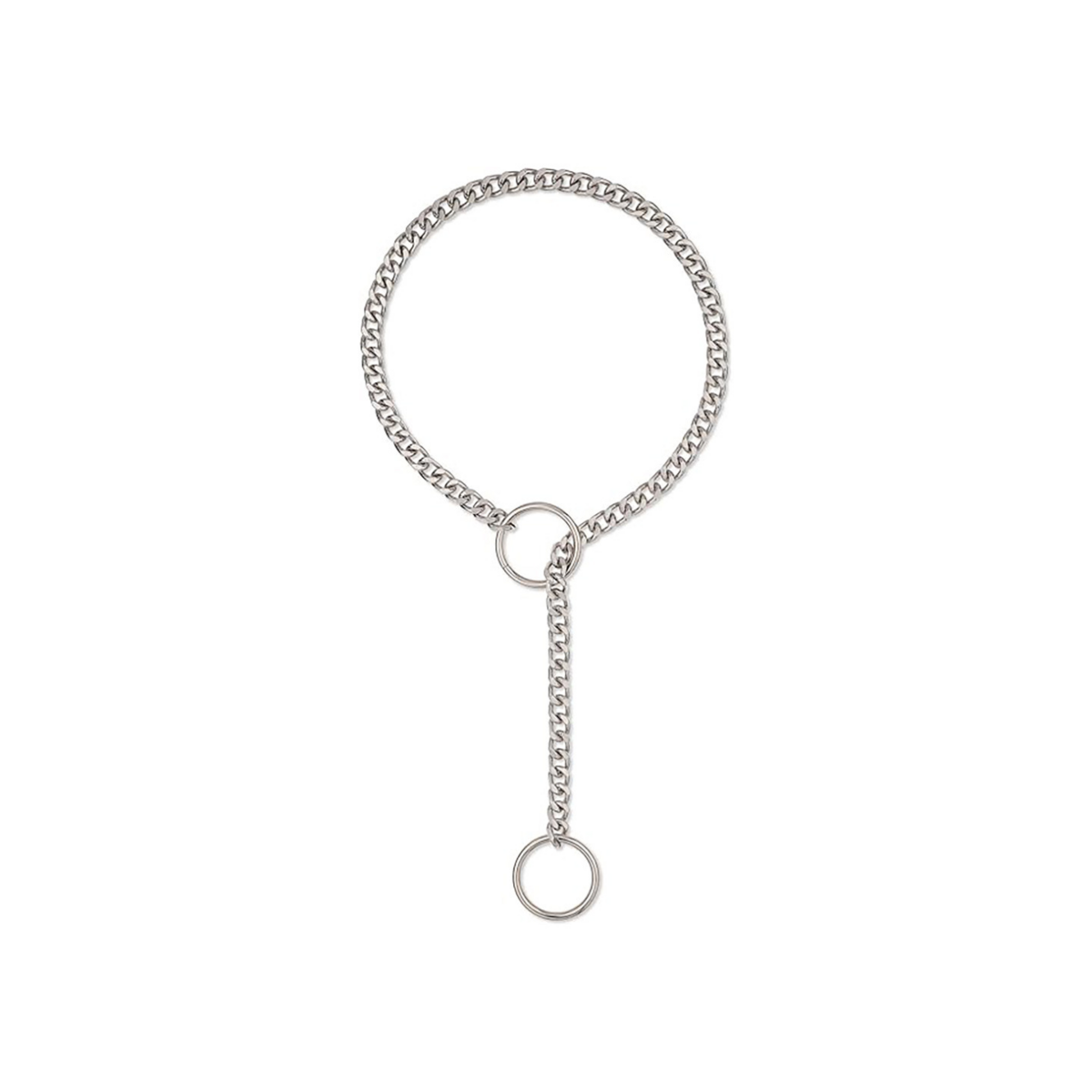 Men's Gunmetal Ring Lariat Stainless Steel Necklace – Steel on pure white background