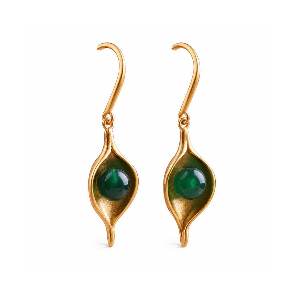 Men's Vintage Gold-Tone Copper Earrings – Gold on pure white background