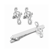 Men's Copper Cufflinks & Tie-Clip Set on pure white background