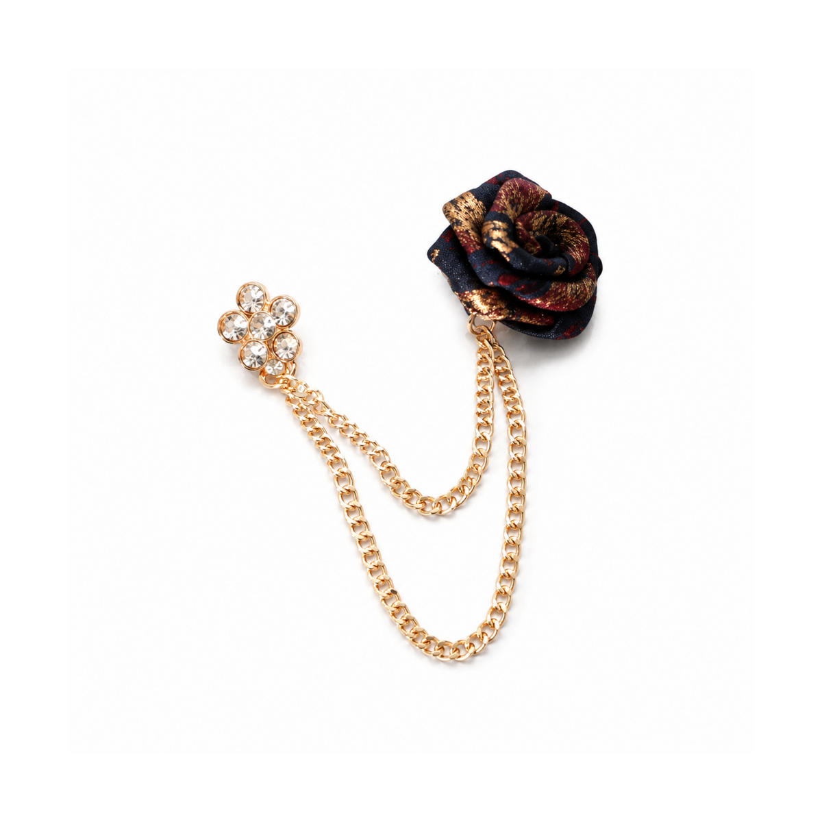 Men's Rose Collar-Pin Chain on pure white background
