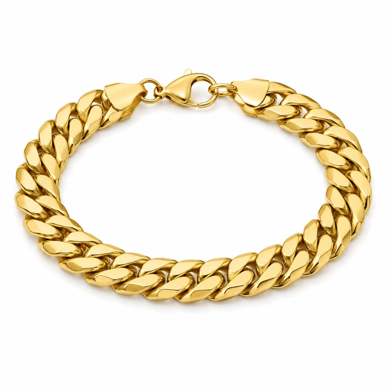 Men's 11mm gold-tone Cuban bracelet on white