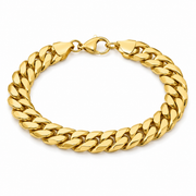 Men's 11mm gold-tone Cuban bracelet on white
