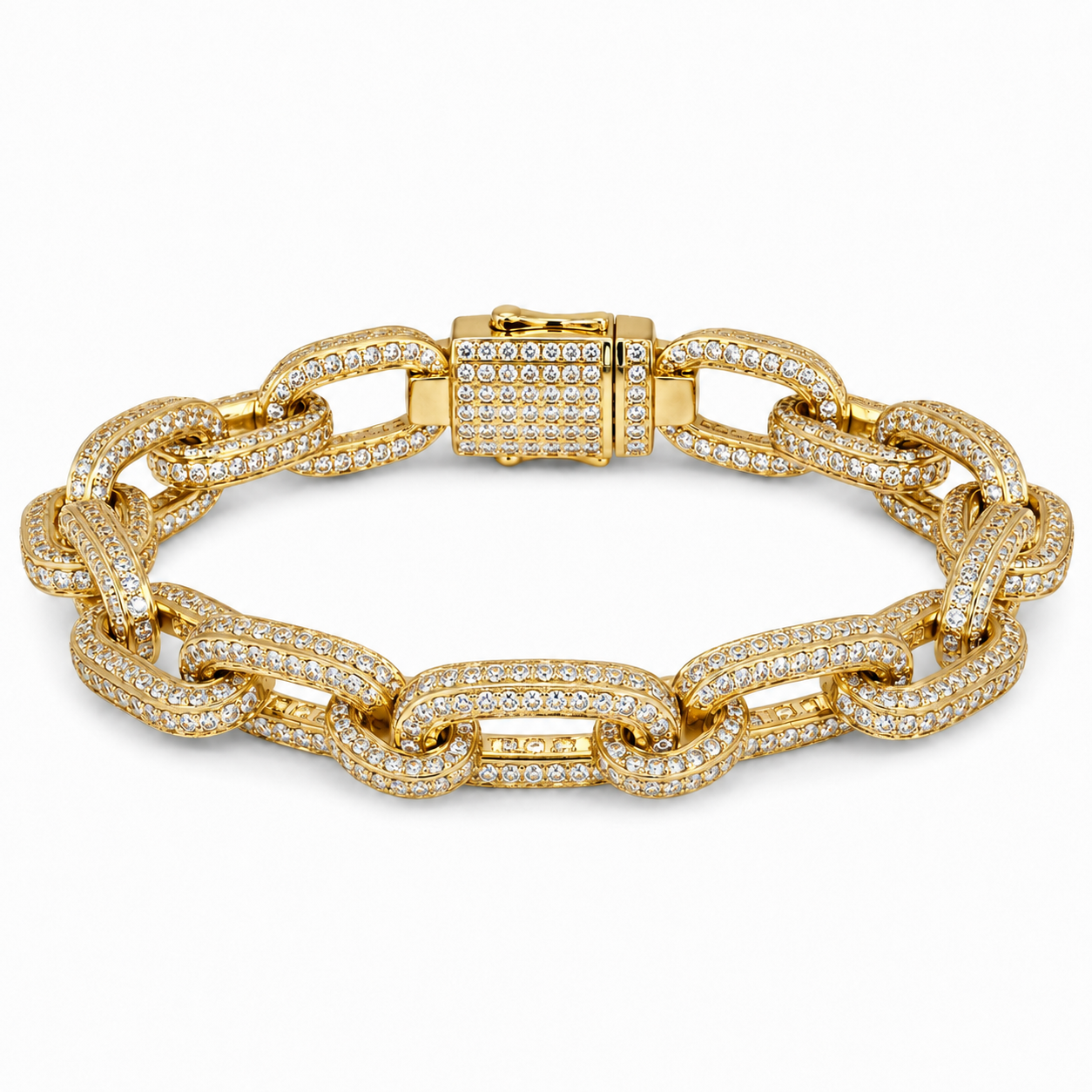 Men's gold-tone 12mm zircon bracelet on white