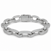 Men's silver-tone 12mm zircon bracelet on white