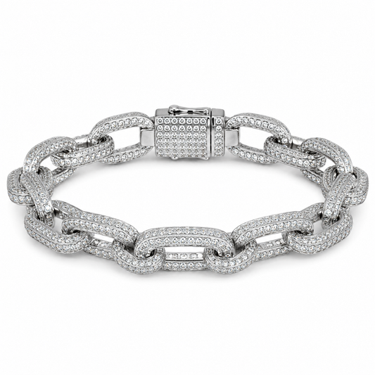 Men's silver-tone 12mm zircon bracelet on white