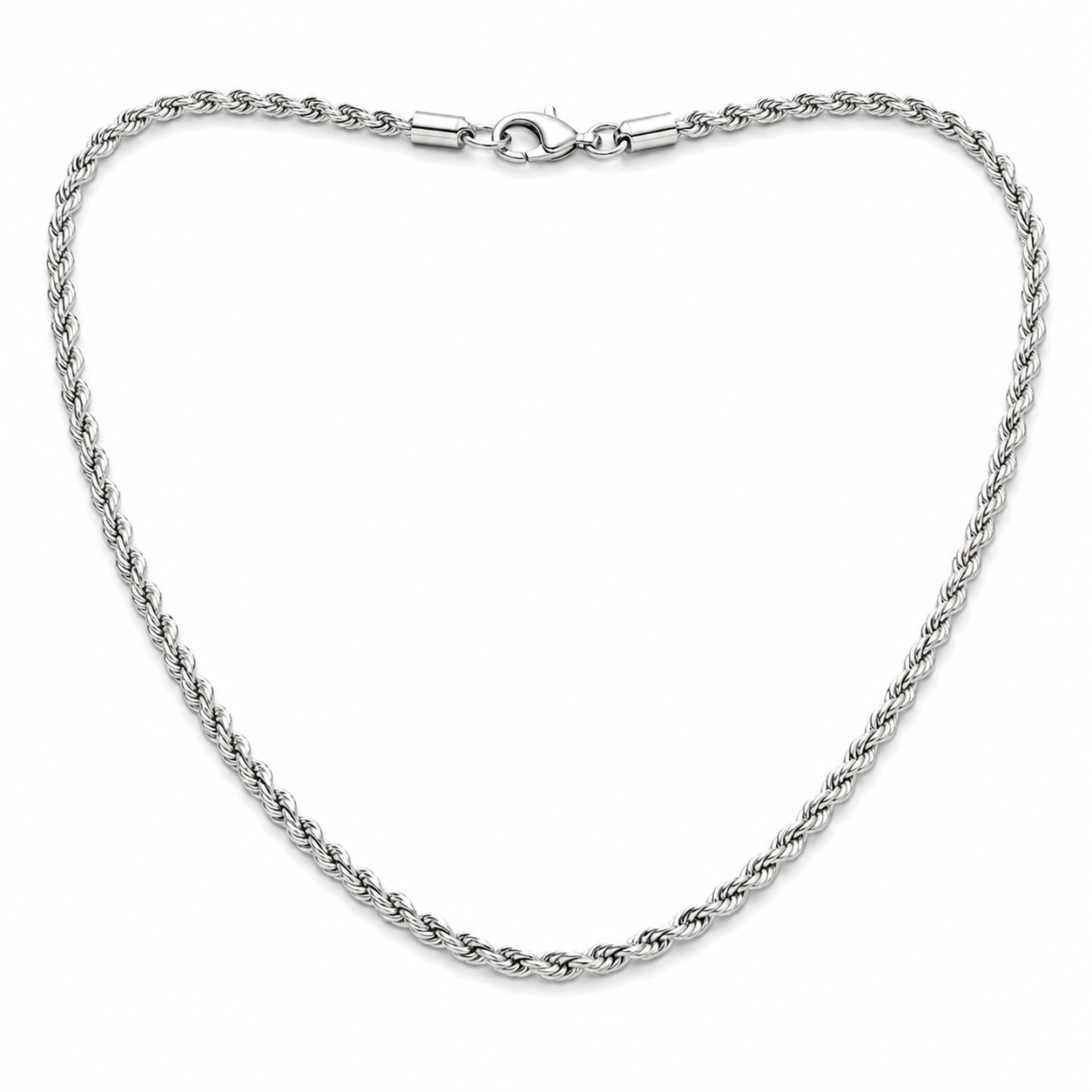 2mm silver-tone rope chain detail