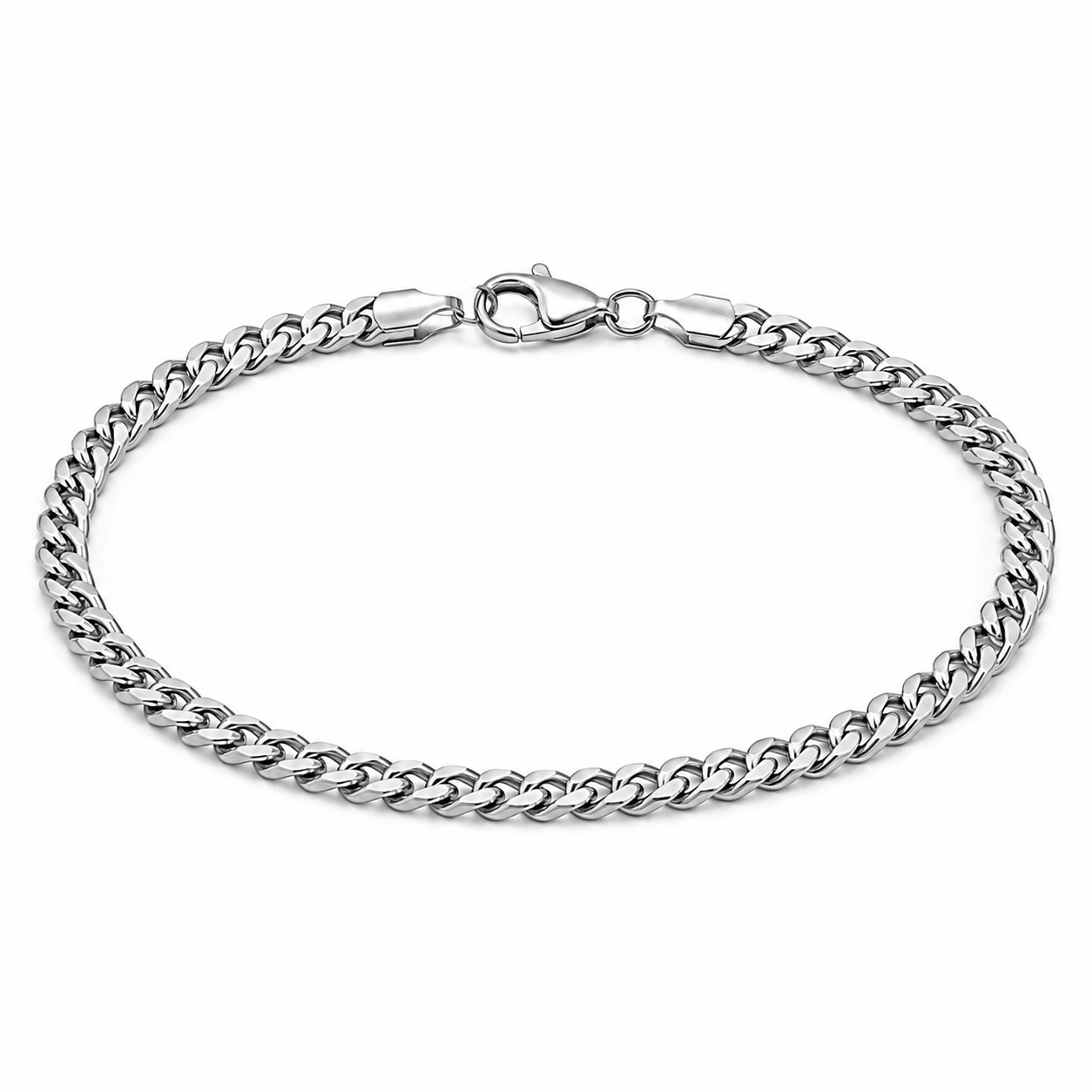 Men's 3.6mm silver-tone Cuban bracelet on white