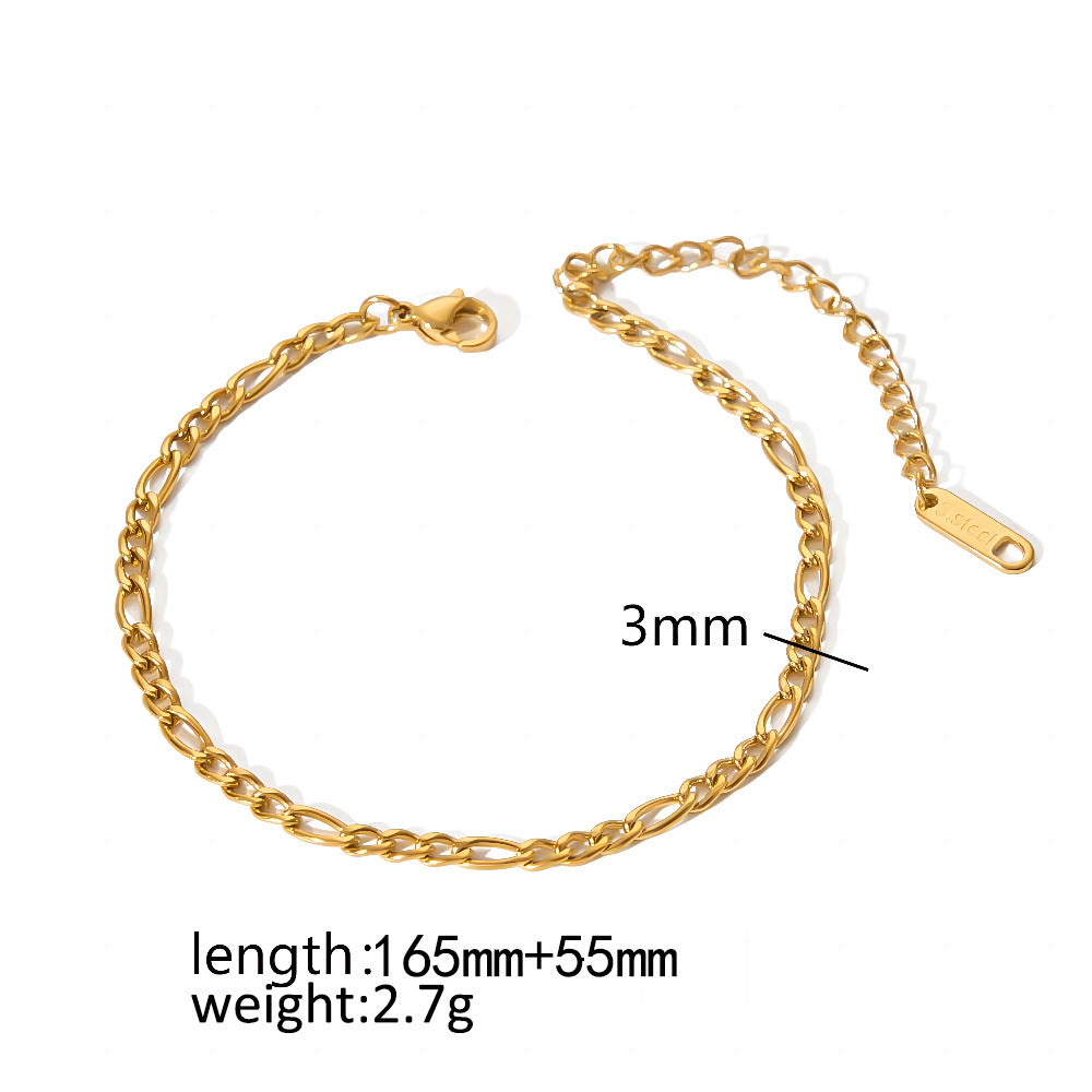 3mm gold Figaro bracelet dimensions