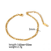 3mm gold Figaro bracelet dimensions