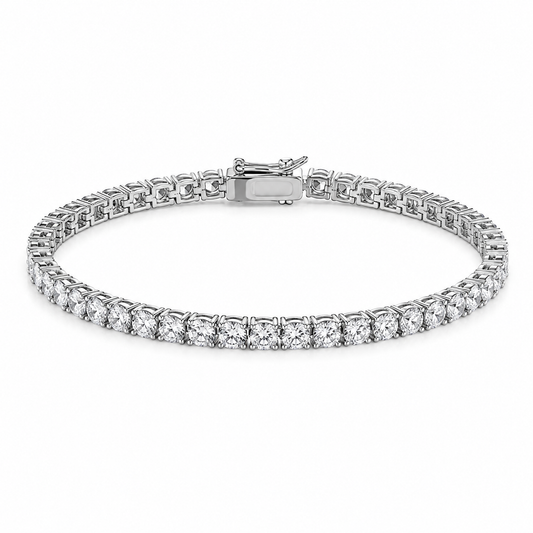 Men's silver-tone 4mm CZ tennis bracelet on white