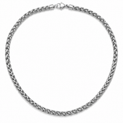 5mm silver-tone wheat chain for men on white background