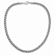 6mm silver-tone wheat chain for men on white background