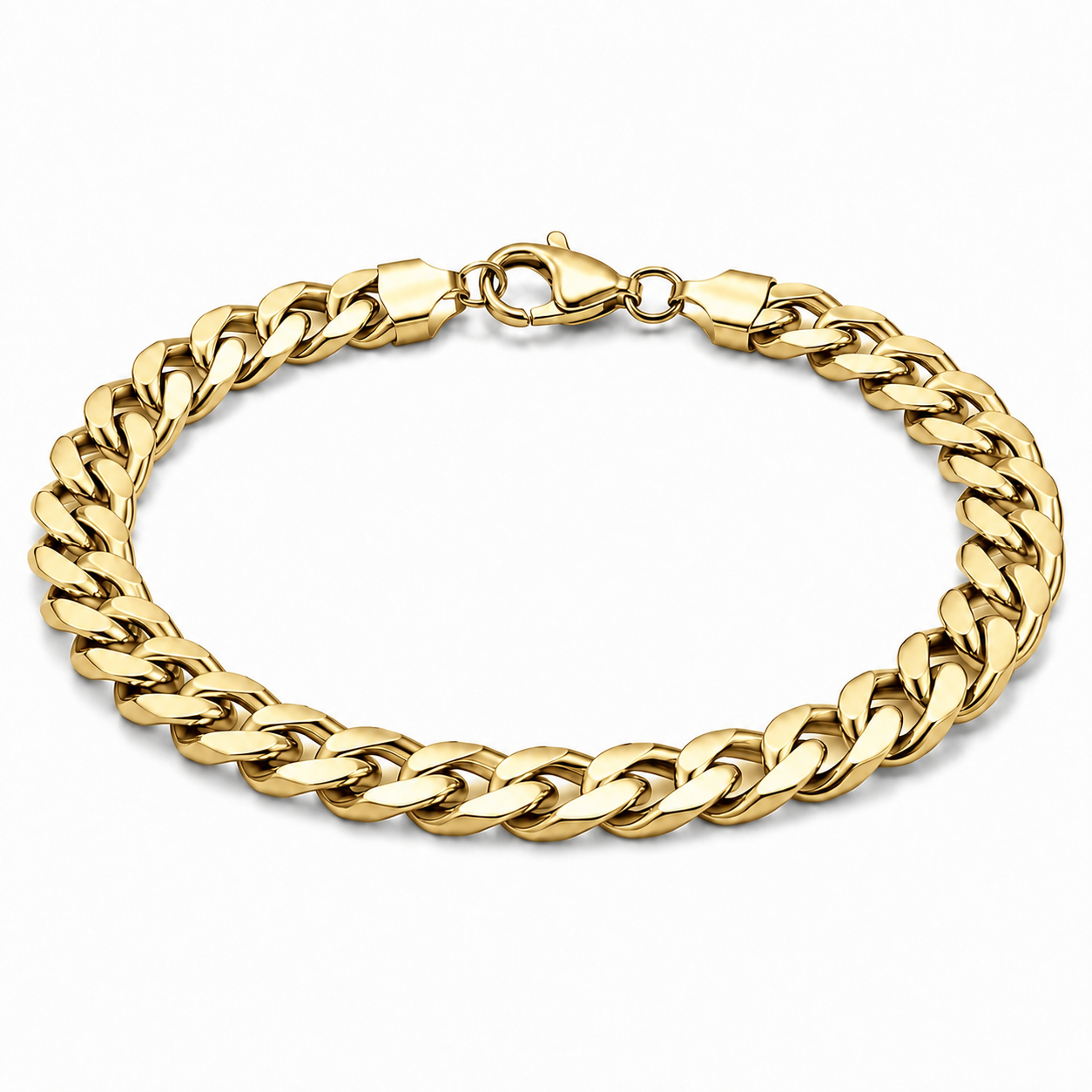 Men's 7mm gold-tone Cuban bracelet on white
