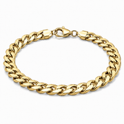 Men's 7mm gold-tone Cuban bracelet on white