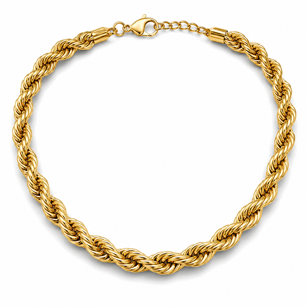 Men's 8mm gold-tone Romeo rope chain on white