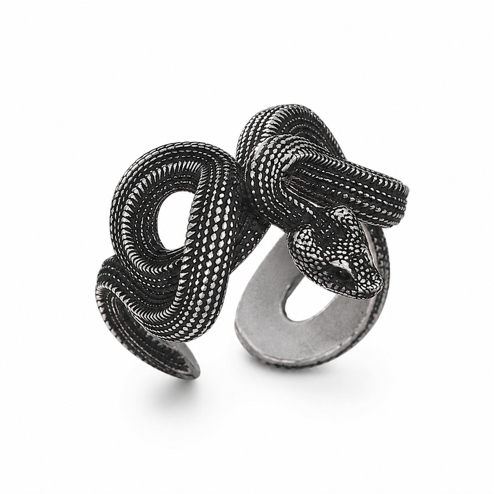 VARIANT|hero|Men's antique coiled snake ring on white