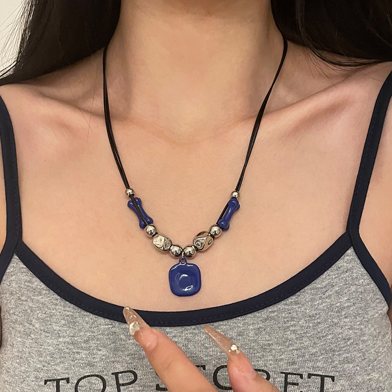 Blue Square Pendant Necklace colour or variant view