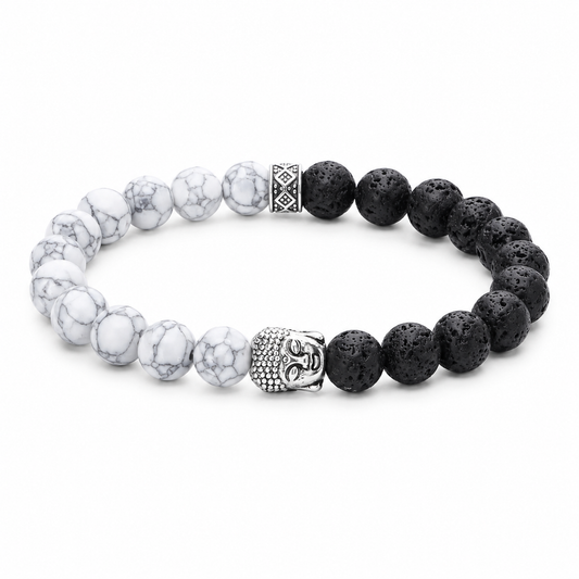 Weathered Grey Bead Bracelet on white background