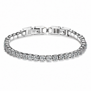 Adjustable Zircon Stainless Tennis Bracelet on white background